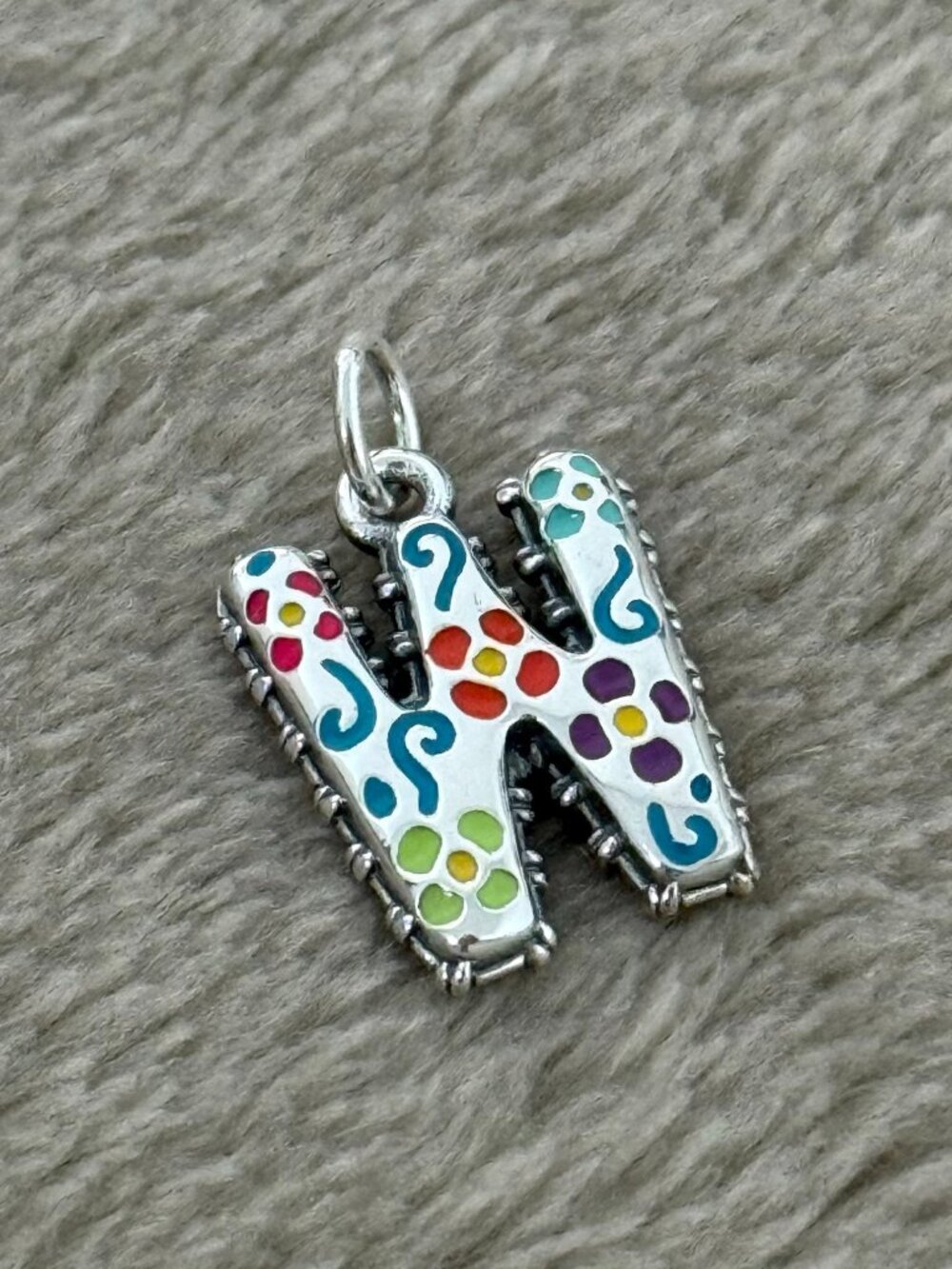 W- Enamel Consuela Floral Initial Charm